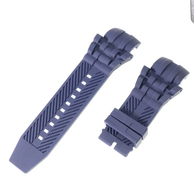 26mm Black Blue Silicone Watch Strap Replacement Bracelet for Invicta Watchband Waterproof Belt