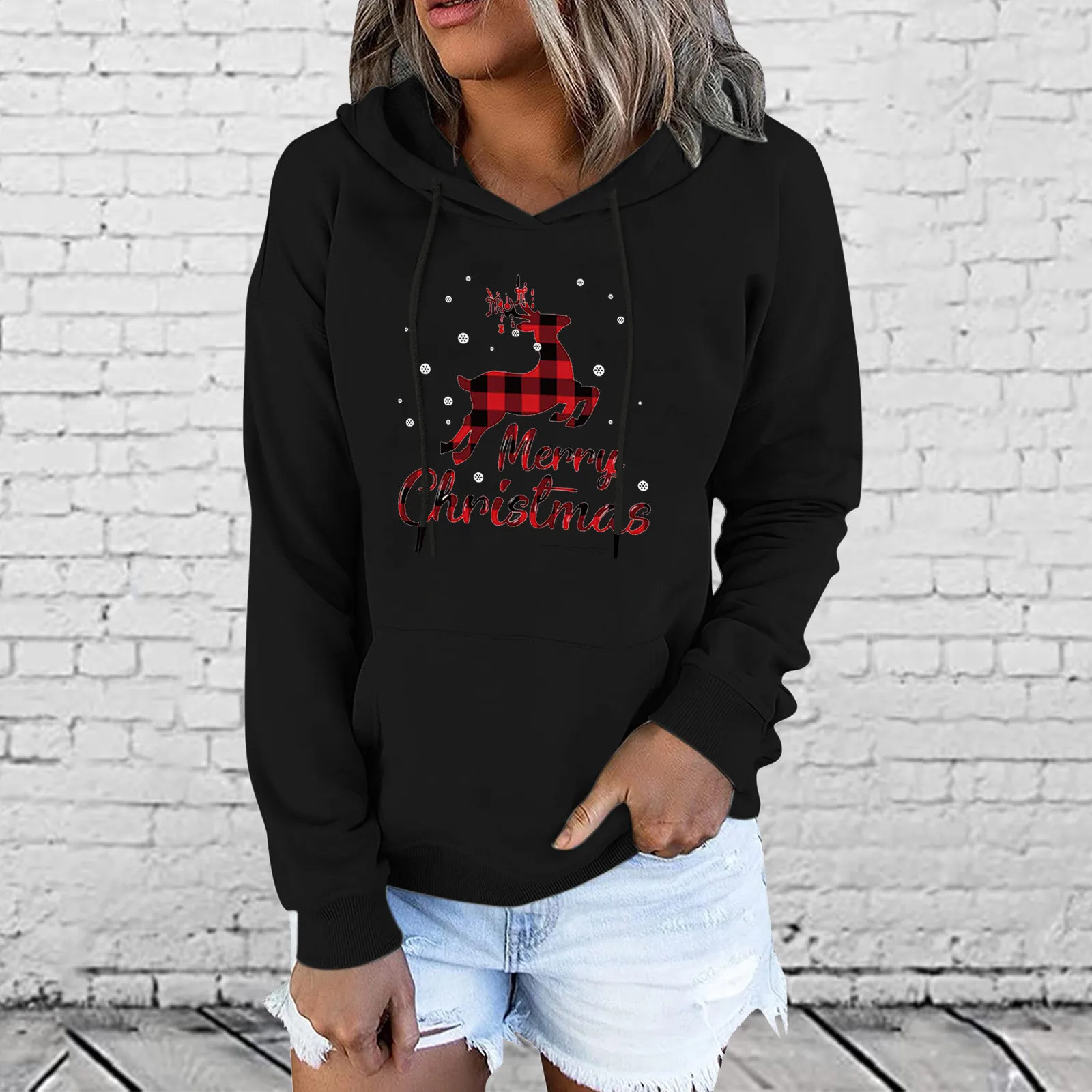 

Women's Christmas Sweatshirt Casual Pullover Crewneck Long Sleeve Plain Hooded Pullover Hoodie Women Womens over Sweatshirt