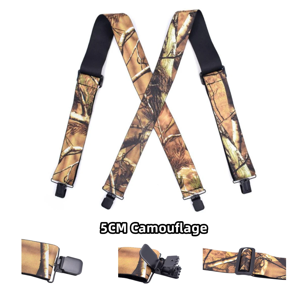 

5CM Widened Men's Suspenders with Camouflage Printing Elastic Heavy Duty Suspenders B0834