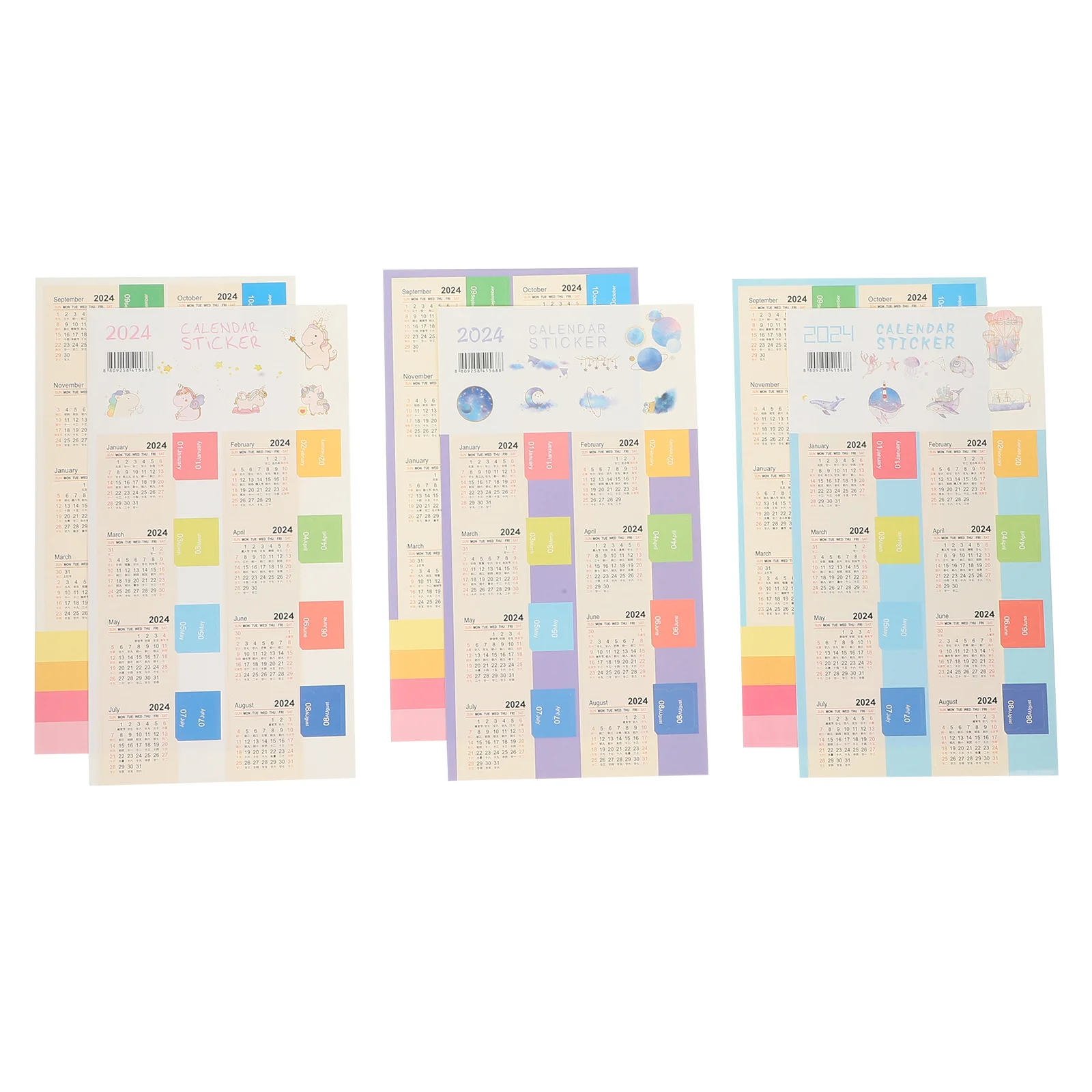 

24 Sheets Self-adhesive Sticky Tabs Monthly Calendar Stickers Colored Calendar Index Stickers