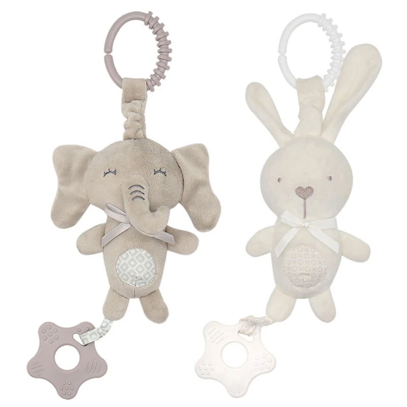 

Cartoon Animal Shake Bell Pendant Plush Elephant Rabbit Cute Rattle Windchime for Newborn Baby Grab Ability Training Educational