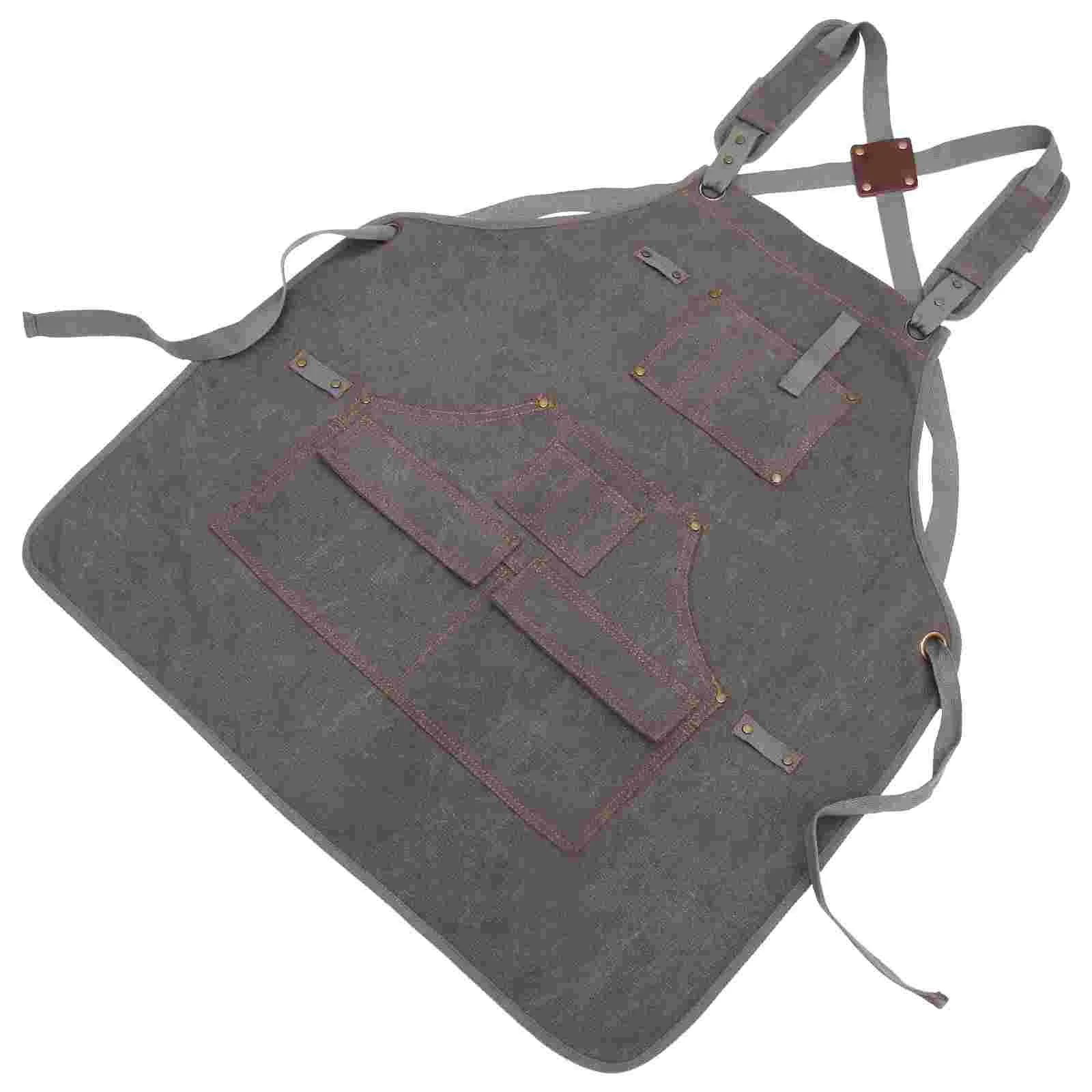 

1PC Electrician Woodworking Apron Thickened Washable Canvas Apron (Dark Grey) #q6
