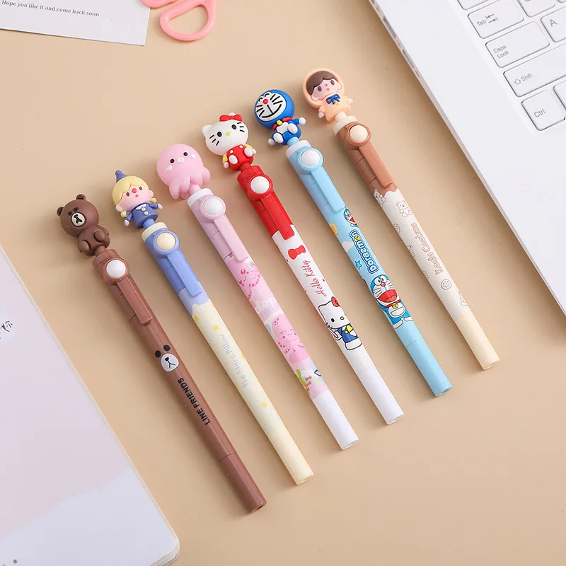 

Pen Kawaii Hellokittys Sanrio Cartoon Cute Creative Rotating Unisex Pen Anime Sweet Stationery Birthday Gift