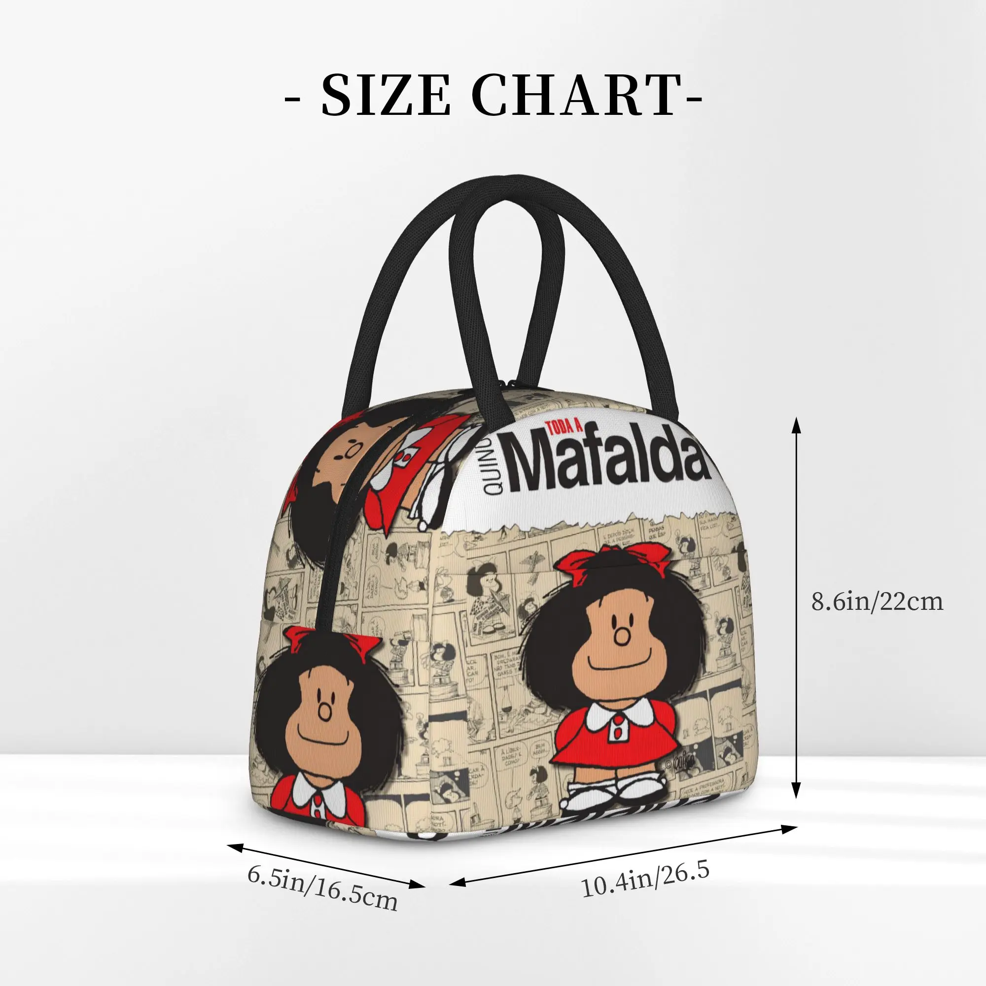 Фото Термосумка для обедов Mafalda Comic, многоразовая, с изоляцией, контейнер для еды, портативная сумка-тоут Kawaii Amine для мужчин, для работы и путешествий №3