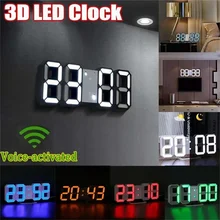 3D LED 디지털 시계, 빛나는 야간 모드, 밝기 조절 가능, 전자 테이블 시계, 디지털 벽걸이 시계, 집, 침실용