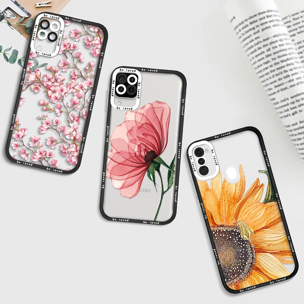 

Sunflower Floral Clear Phone Case for Samsung A21S A11 A12 A71 A32 4G A52 A52S A53 5G A72 S22 Plus S22Ultra Capa Soft Back Cover