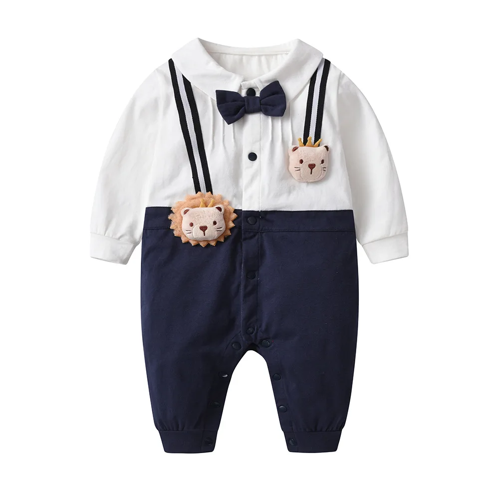 

Cute Newborn Baby Boys Gentleman Formal Suit Romper Long Sleeve Jumpsuit Bow Tie one piece Outfit Clothes for 0-24M Bebes Gift