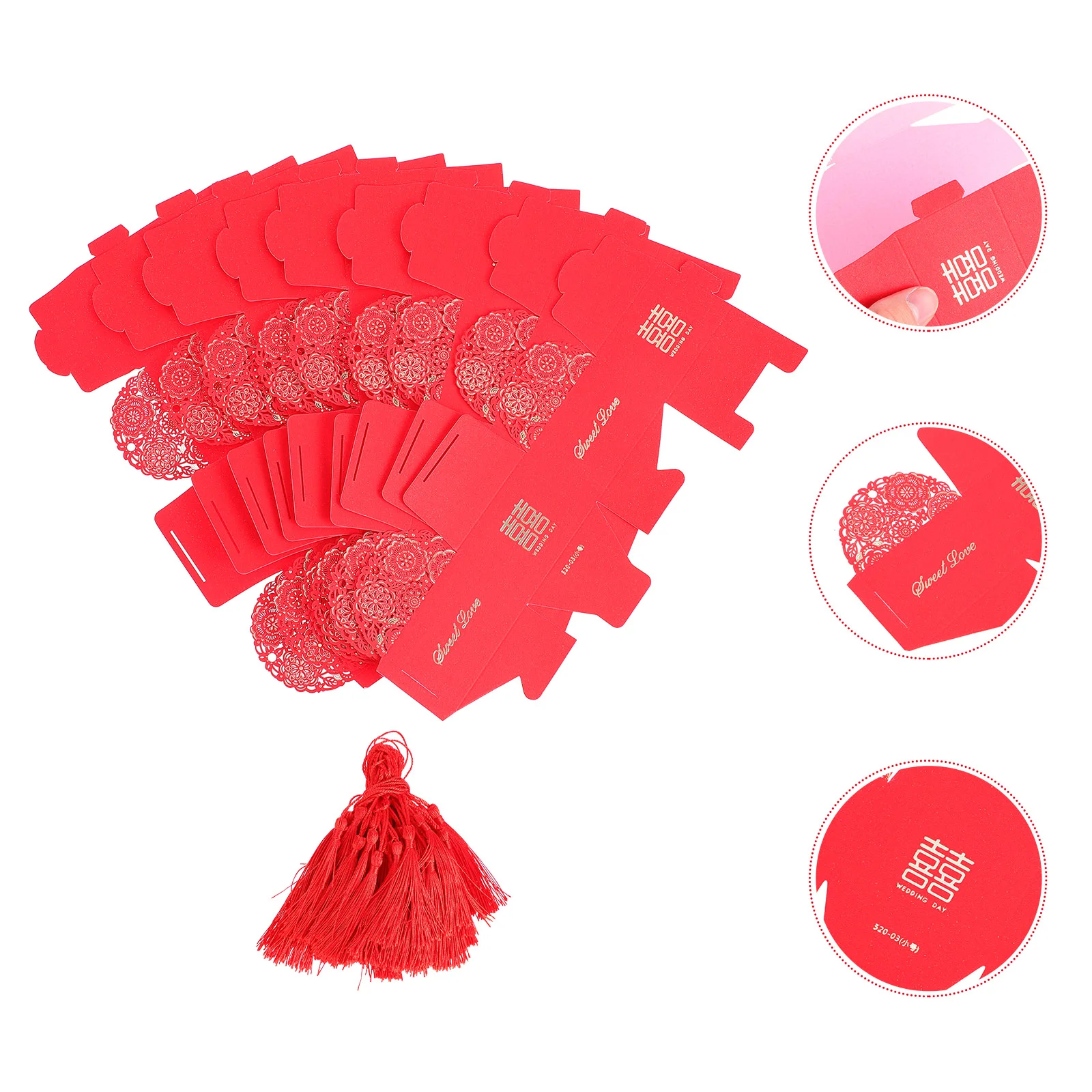 Es Xi Paper Candy Gift Boxes With Tassel Take Out Boxes For Shower Wedding Poca Packaging