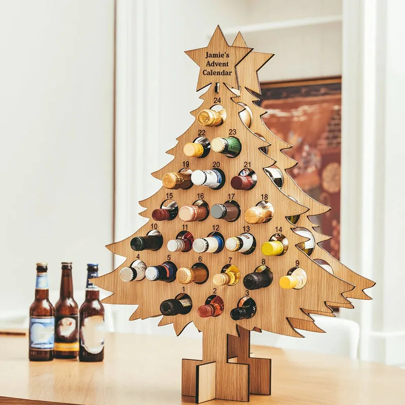 

HOT Christmas Wine Holder Wooden Wine Bottle Stand Advent Calendar Count Down Drinks Display Rack Seasonal Decor