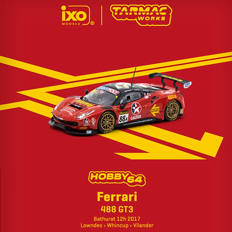 

Tarmac Works 1:64 Model Car Ferrari 488 GT3 Bathurst 12 Hour 2017 Alloy Vehicle Display Collection