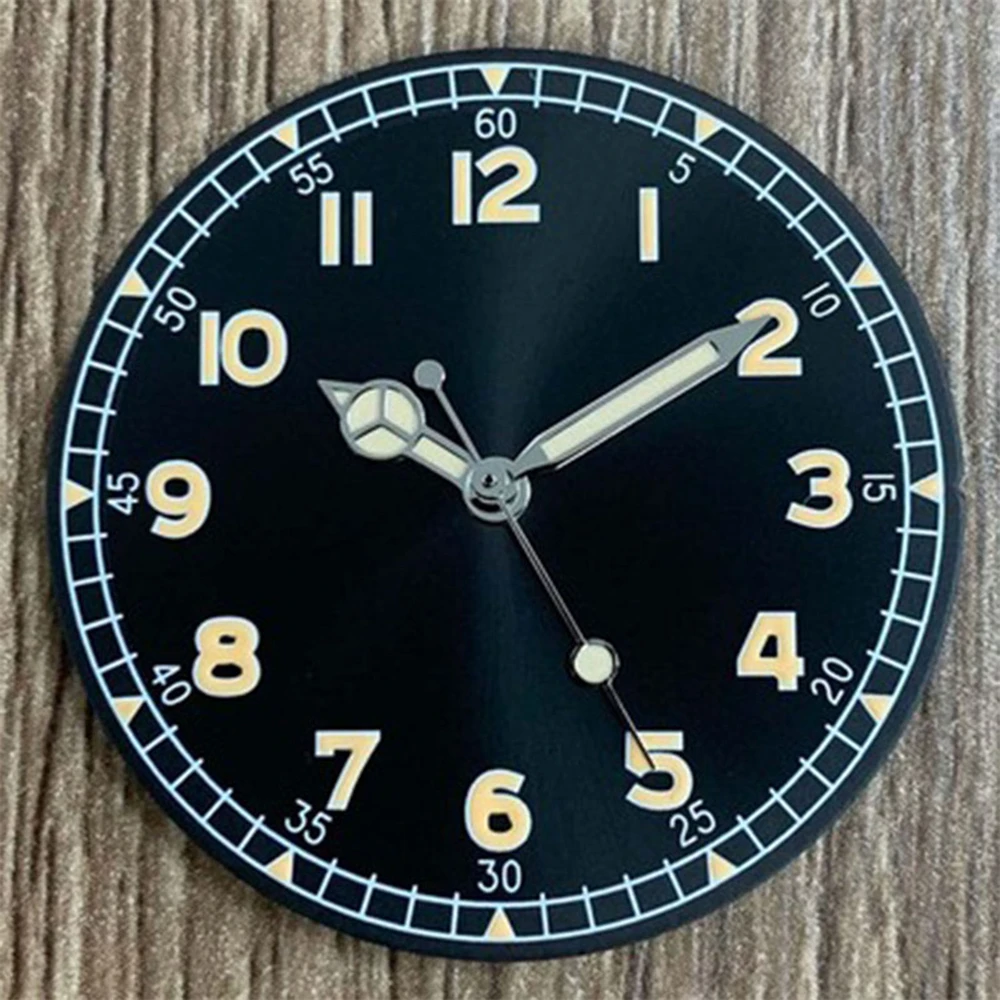 Рельсовый циферблат 33 5 мм + наручные часы одиночный календарь зеленый светящийся