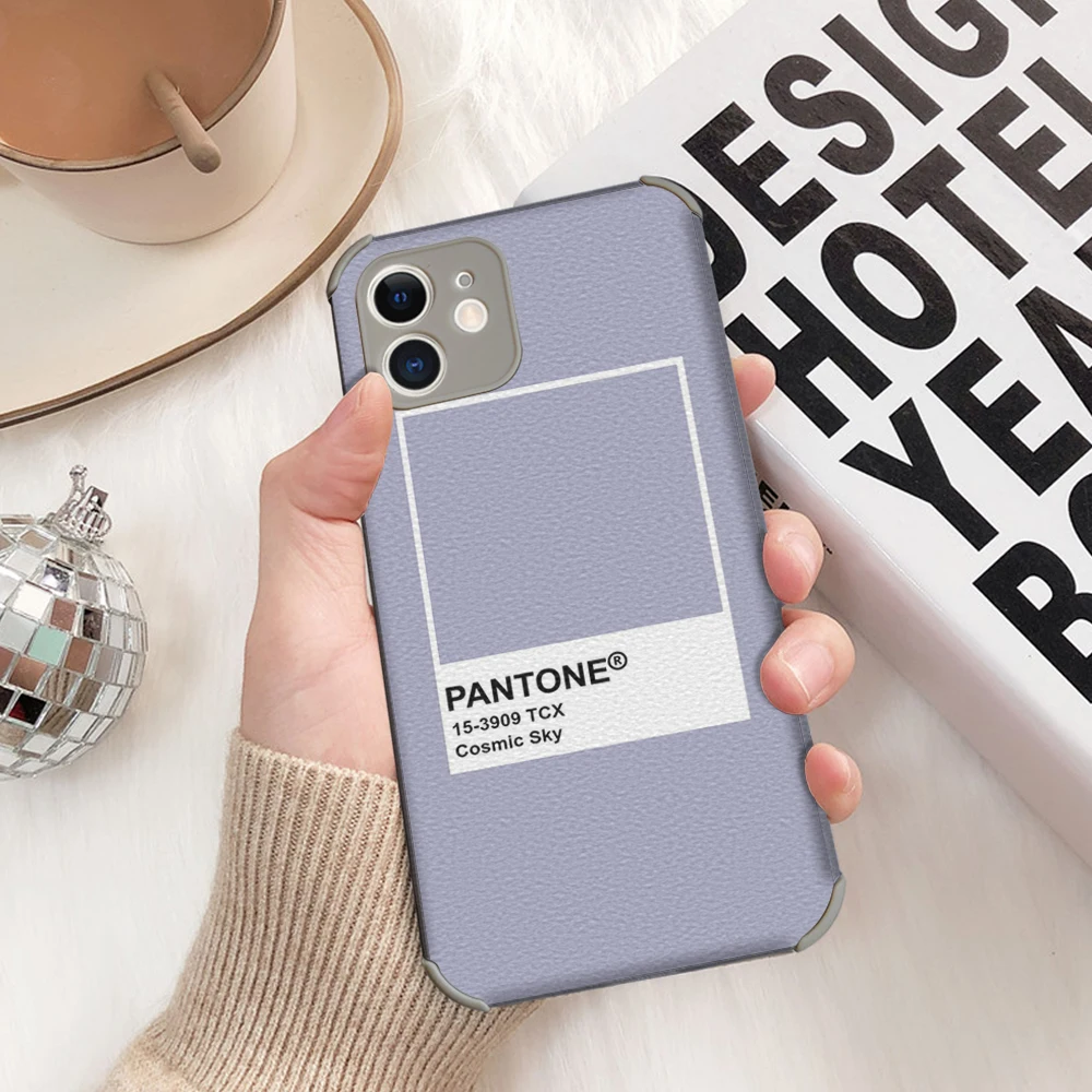 For iphone 11 cases  Iphone 12 13 Pro Max Cover Fashion Luxury Lambskin Coque phone cases Pantone Color Card Phone Soft Cover images - 6