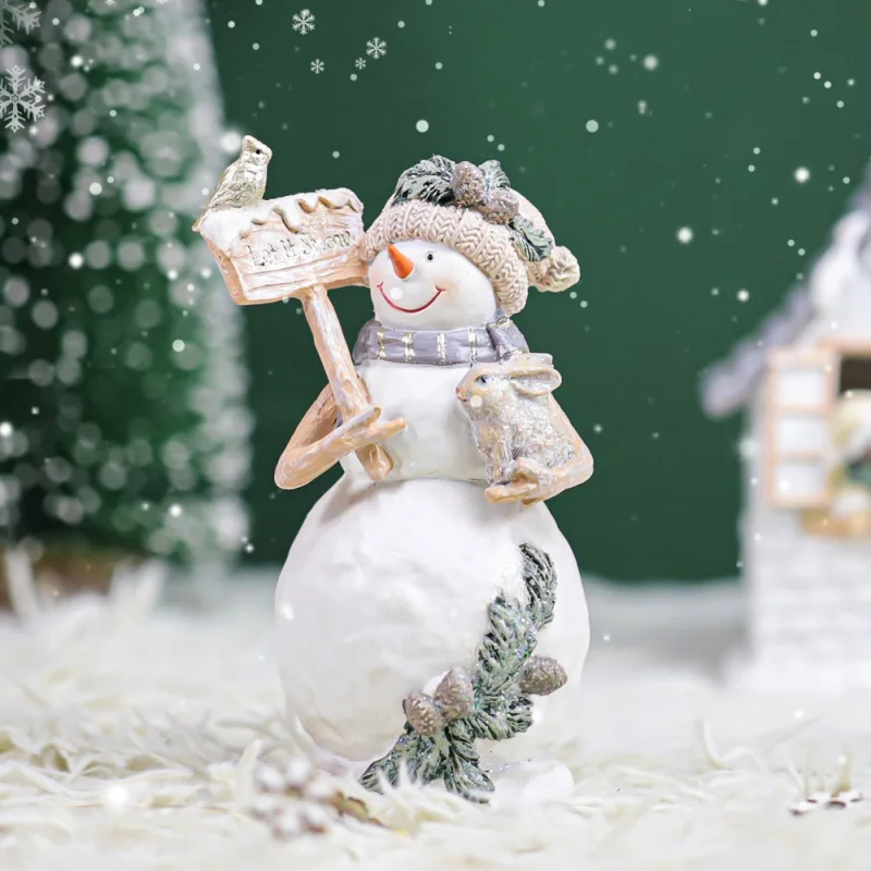 

2021 Christmas Decorations For Home Snowman Figures Decorative Resin Figurines Xmas Decor For Living Room Garden Courtyard Decor