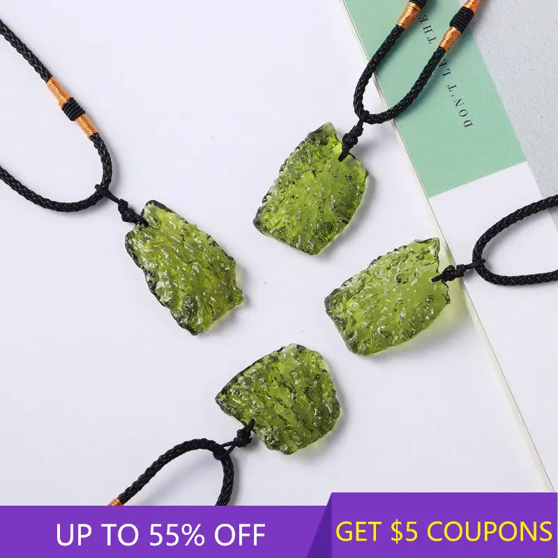 

5-10g AAA Natural Czech Moldavite Meteorite Impact Glass Pendant Necklace Chakra Healing Energy Crystal Rock Stone Pendulum Gift