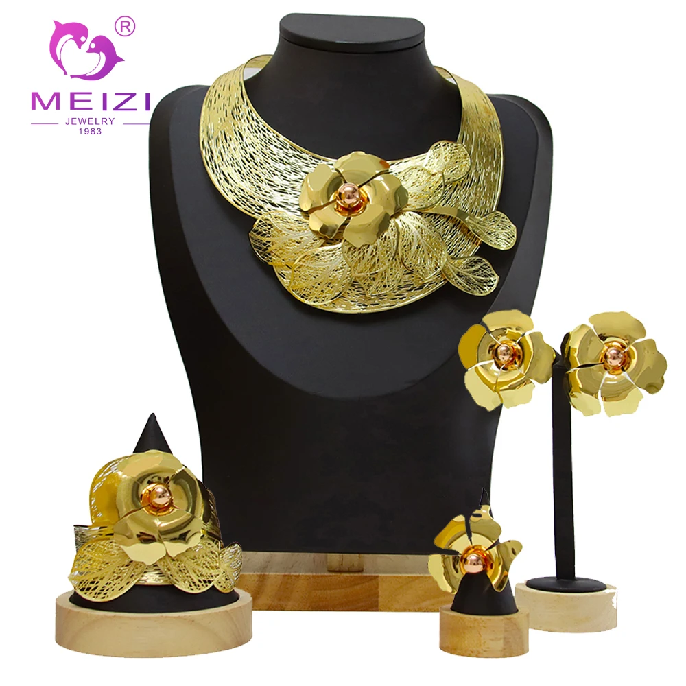 

MEIZI Jewelry Fine Jewelry Set for Women 18k Gold Dubai African Wedding For Women Necklace Set Indian Costume Jewelry Gifts