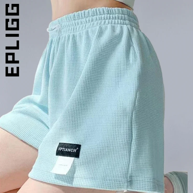 

Женские шорты Epligg, летние спортивные шорты с высокой талией, однотонные повседневные брюки с эластичным поясом, домашняя одежда, 2023