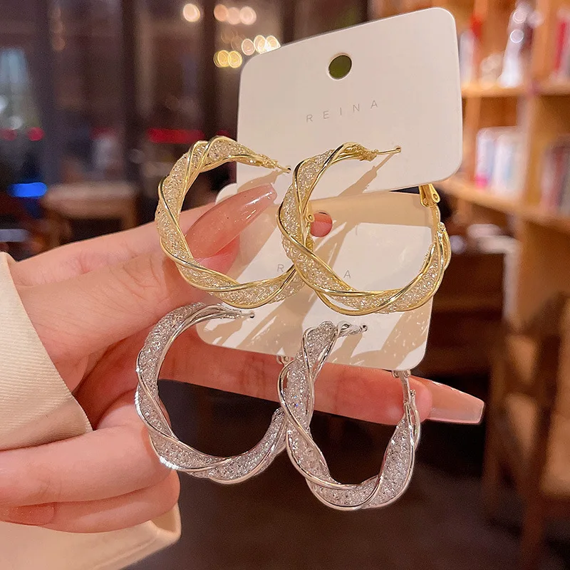 Роскошные круглые серьги золотого цвета модные полые сетчатые серьги-кольца с