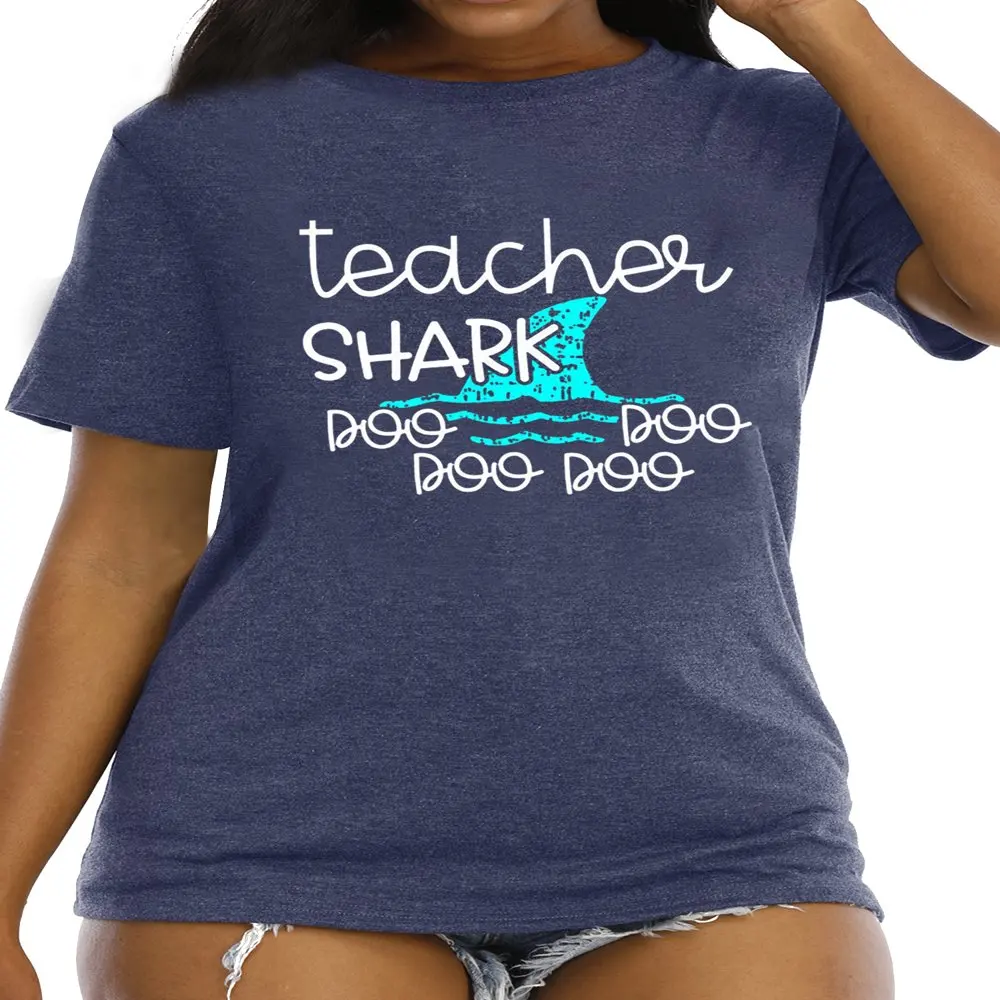 

Женщины учитель Акула ДУ футболки с коротким рукавом с буквенным принтом Дамская рубашка назад в школу подарок на День учителя вдохновение Топы Акула греп