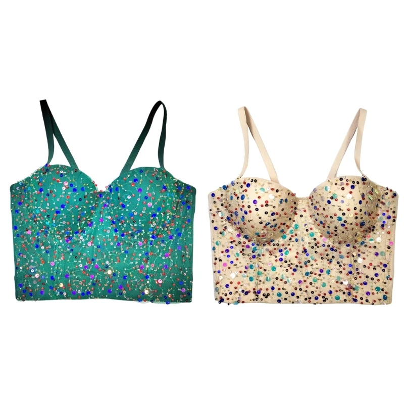 

Новый стиль хип-хоп сексуальный Y2K короткий женский тканевый танцевальный Топ с бисером для выступлений
