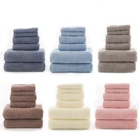6pcsset cotton bath towel set absorbent adult bath towels solid color soft friendly face hand shower towel for bathroom