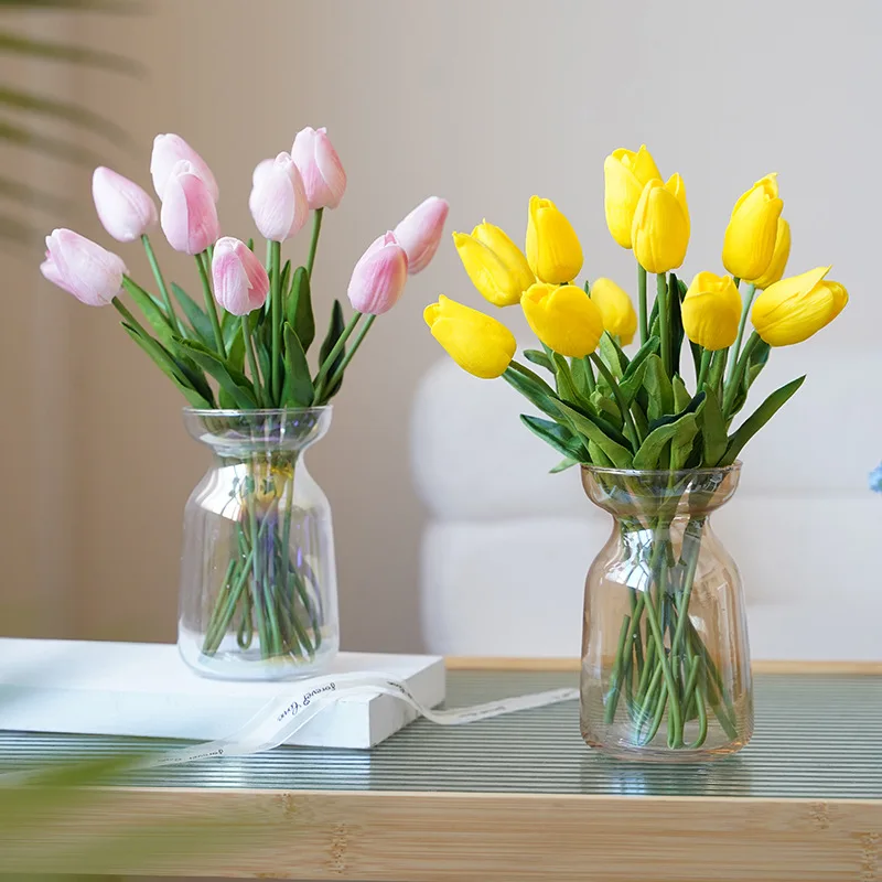 

Artificial Mini Soft Tulip Home Restaurant Flower Arrangement Decoration Simulation Flower Wedding Party Roadmap Tulip Bouquet