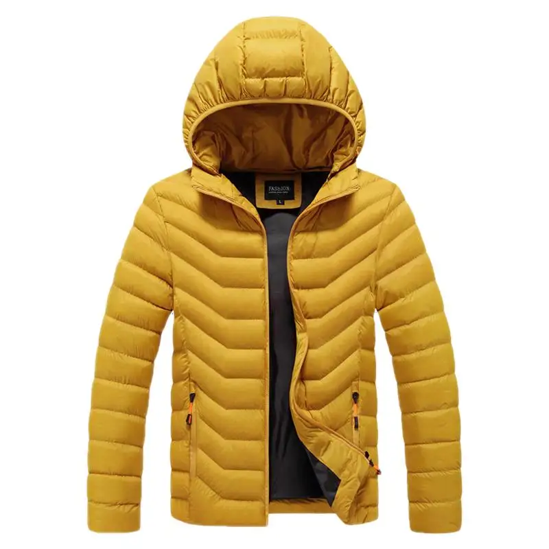 Men's Jacket Windproof Thickened Hooded Slim Solid Colour Jacket Men's Winter Warm Casual Jacket Men's Autumn Fashion Street