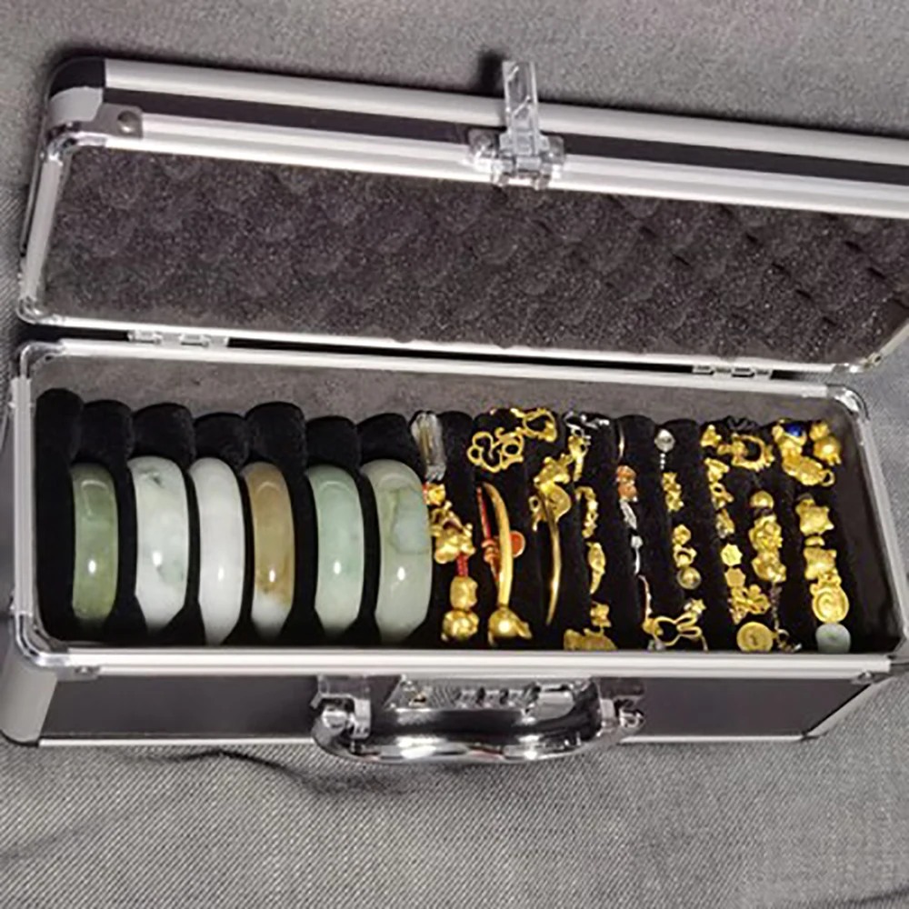 Quality Bracelet Box 15/30 Slot Gold Jade Bangle Carrying Case Household Bracelet Jewelry Storage Locked Travel Box Ring Box