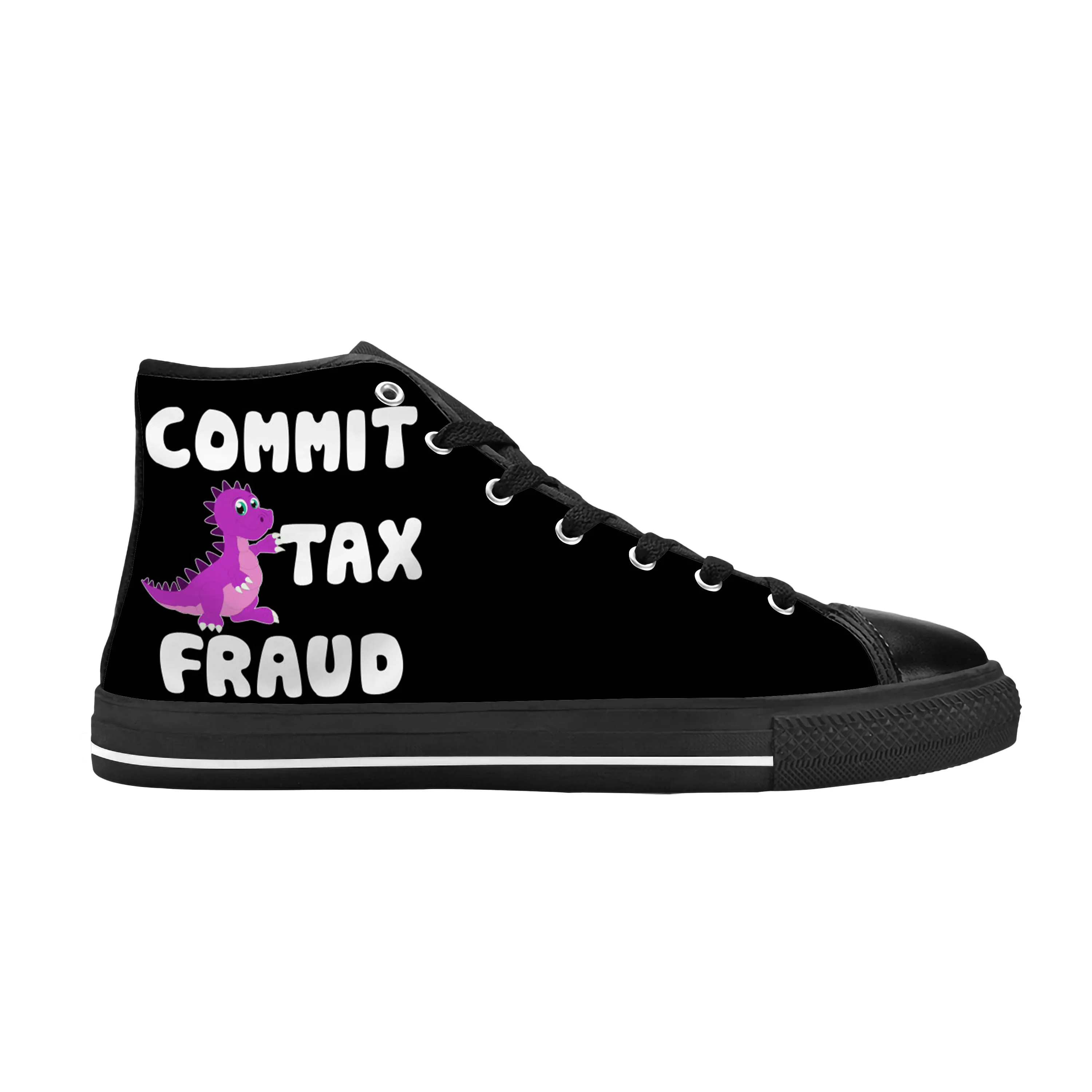 Hot Commit Tax Fraud Dinosaur Anime Cartoon Manga Casual Cloth Shoes High Top Comfortable Breathable 3D Print Men Women Sneakers