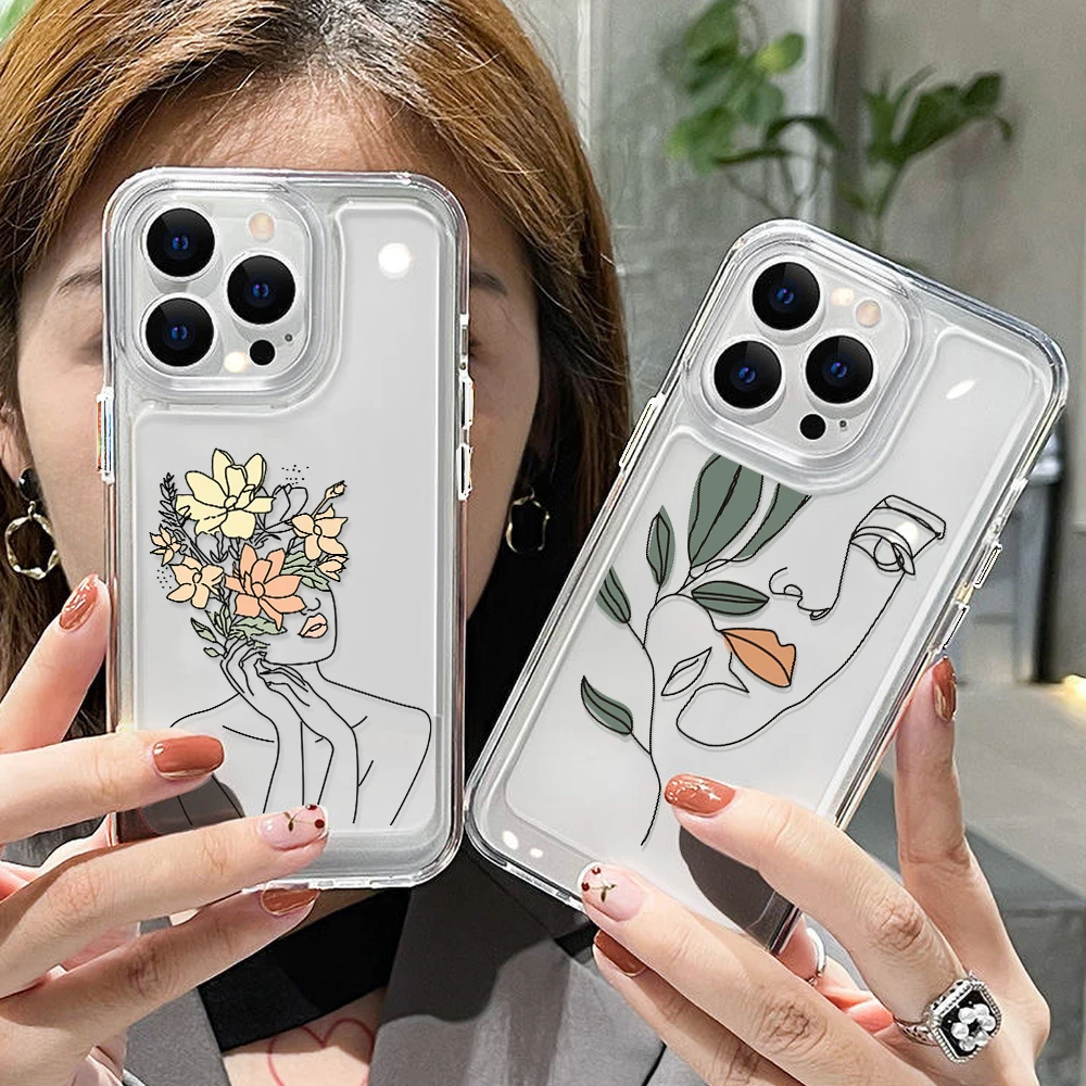 

Clear Flower Phone Case for Samsung S23 Ultra S22 S21 S20 FE S10 Plus A52S 5G A53 A12 A13 A33 A14 A32 A22 A23 A51 A50 Back Cover