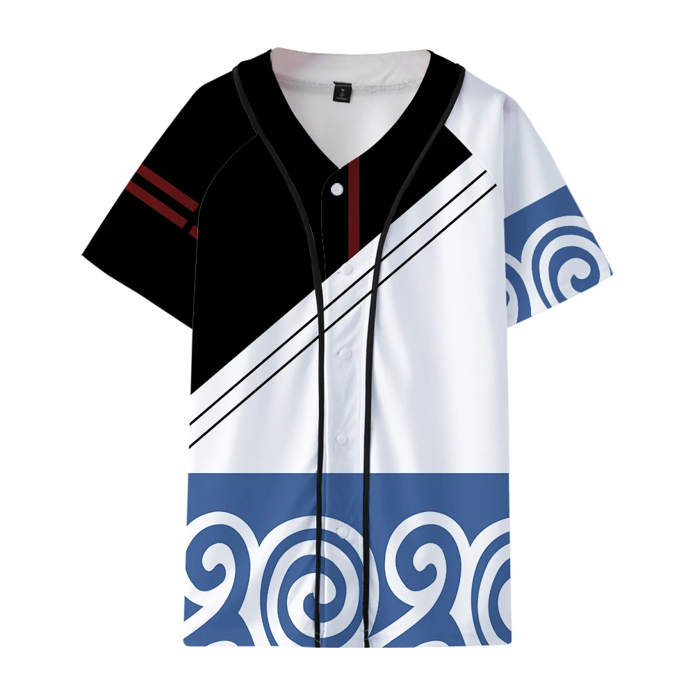 Gintama Print Anime Thin Baseball Shirts Short Sleeve Jacket Uniform Design 2022 Men Women Summer Casual Unisex Harajuku Clothes