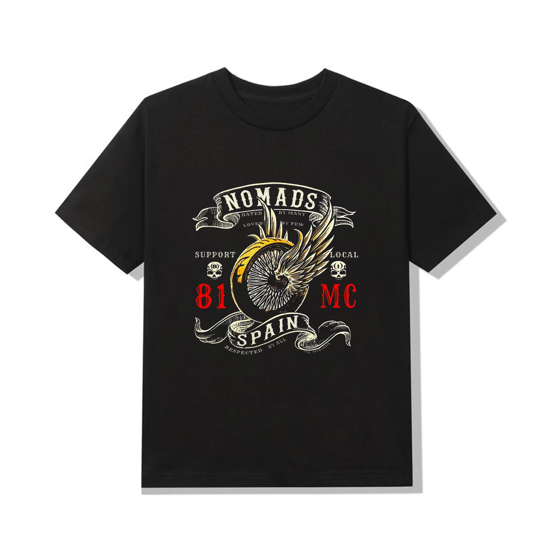

Men Short Sleeve Oversized T-shirt Male Hells Angels Nomads Spain Support 81 Winged Wheel Rocker T-shirt Graphic Tees S-3XL