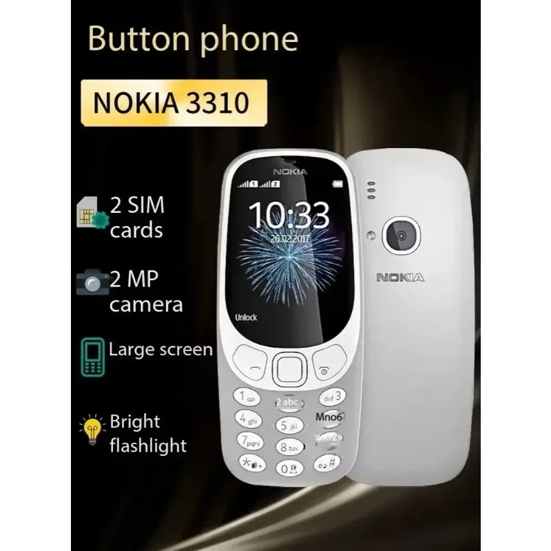 Фото Заводские разблокированные телефоны Nokia 3310 (версия 2017 года), 2G GSM, две SIM-карты, двойной режим ожидания, классический кнопочный телефон, длительное время работы в режиме ожидания №3