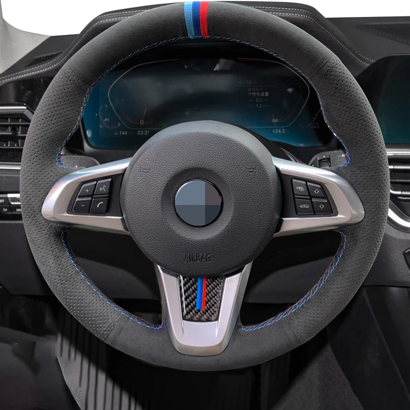 

DIY черный замшевый чехол рулевого колеса автомобиля для BMW F45 F46 X1 F48 2015 - 2019 X2 F39 2018-2019 Нескользящие и износостойкие