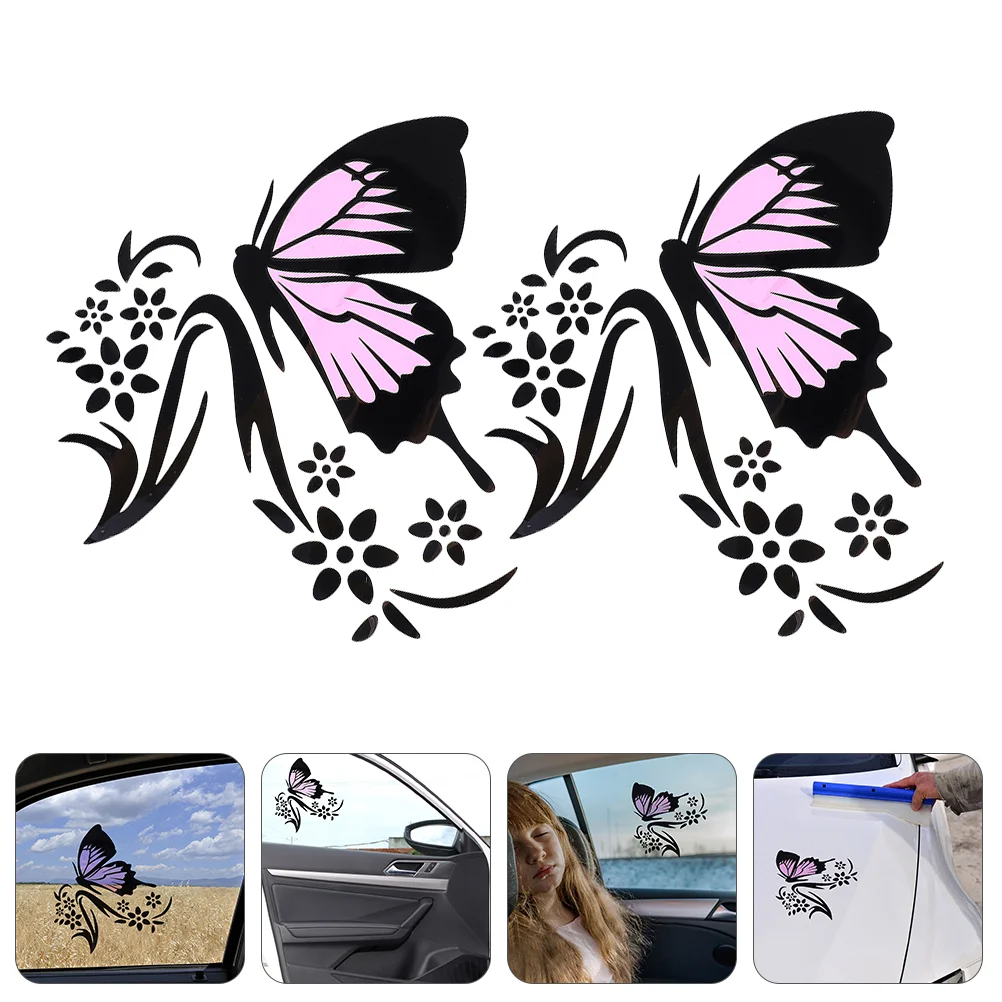 

2Pcs Creative Car Decals Beautiful Sticky Paper Delicate Laptop Stickers (Assorted Color)