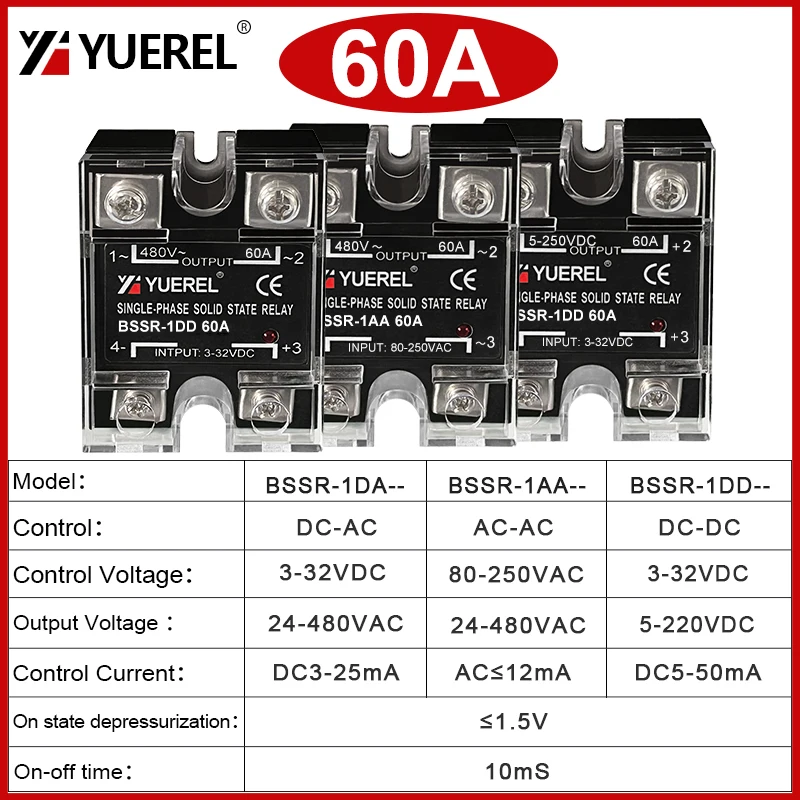 

Однофазное твердотельное реле BSSR-1DA/AA/DD 10A-120A