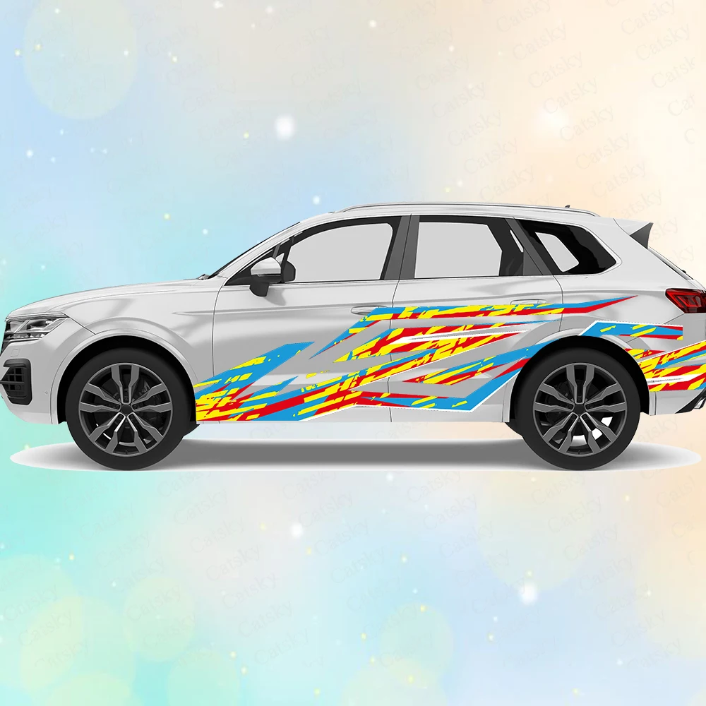 Красочные разноцветные полосы наклейка для кузова автомобиля Itasha Виниловая