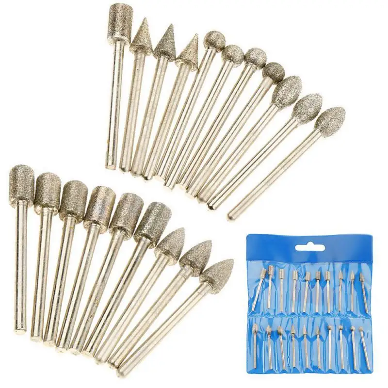 

20Pcs Grit Cuticle Bit Diamond Burr Set Drill Bits Electric Manicure Drill Rotary Burr Manicure Mills Nails Accessories Tool