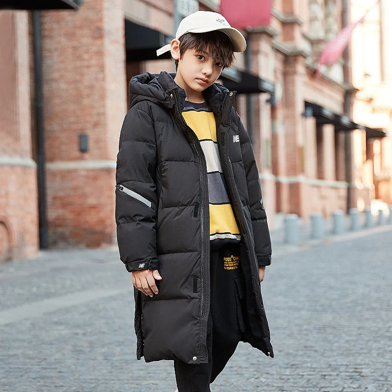-25 Degrees winter children's down jacket Boy blue long warm thick coat Girl black fashionable hooded duck down jacket windproof enlarge