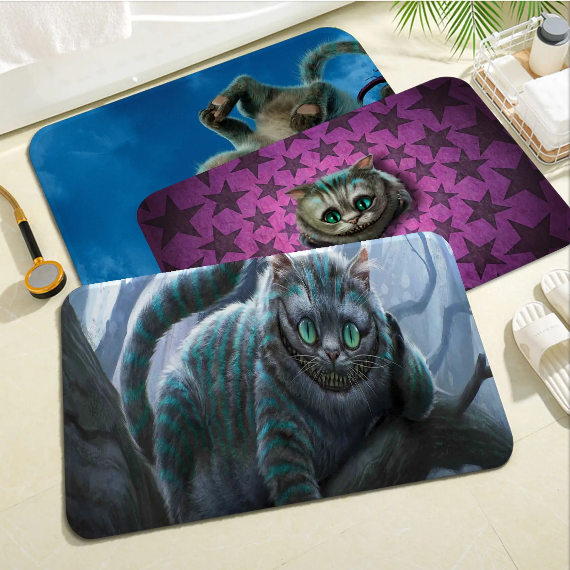 

Disney Cheshire Cat Alice In Wonderland Room Mats Nordic Style Home Doormat Bathroom-Toilet Mats Bedroom Toilet Rug