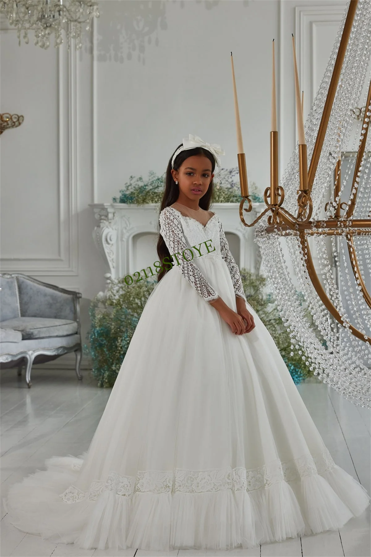 CustomizFlower Girl Dresses Tulle Girls Pageant First Communion Pink Lovely Kids Evening Gowns