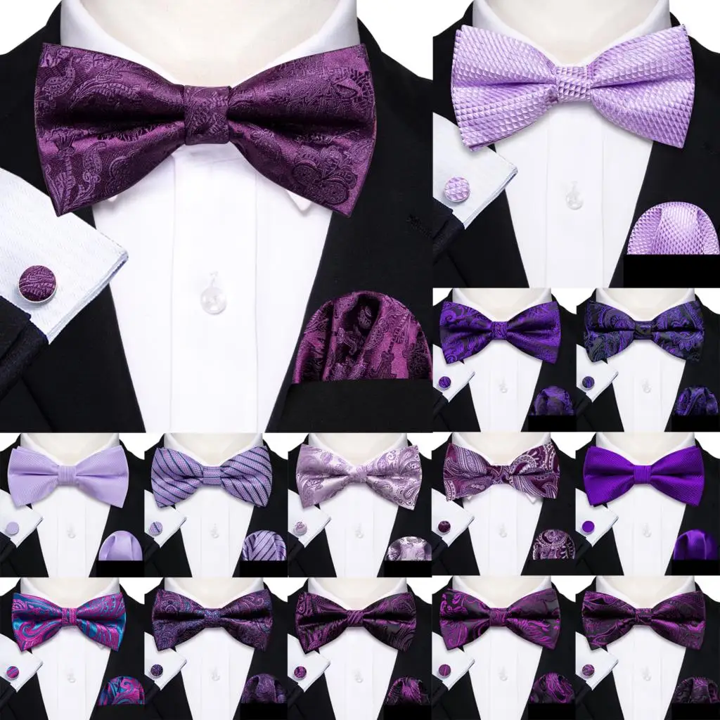 Мужской комплект из галстука и запонок Barry.Wang фиолетовый сиреневый лавандовый