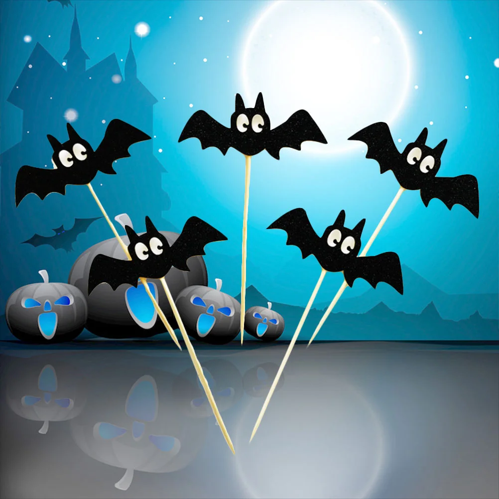 

15Pcs Black Bat Cake Toppers Cupcake Muffin Toppers Picks for Halloween Kids Birthday Party Decoration