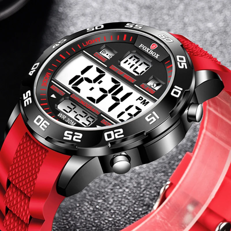 Роскошные мужские часы FOXBOX цифровые Dlectronic деловые наручные спортивные с
