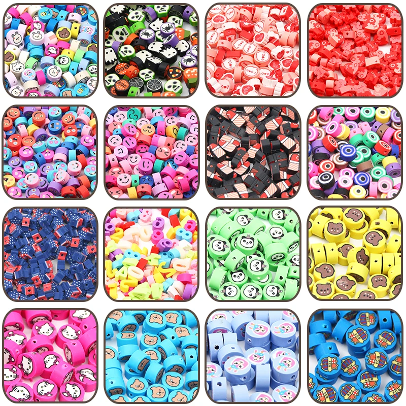 

20/50/100pcs/lot Envelope Cartoon Animal Pattern Number Polymer Clay Beads Loose Beads For Jewelry Making DIY Bracelets Supplies