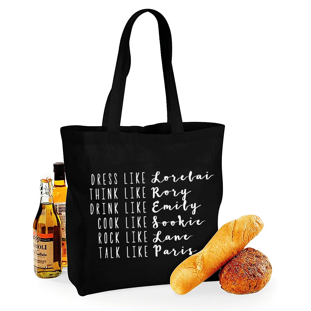 

Gilmore Girls Cartoon Luke's Dinner Black Canvas Tote Bag Shopping Bag Student Shoulder Black Canvas Handbag