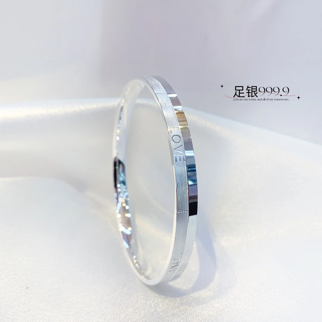 

999 Sterling Silver Bracelet With Popular Lettering Bracelet, Simple and Fashionable English Bracelet, Birthday Gift for Wo