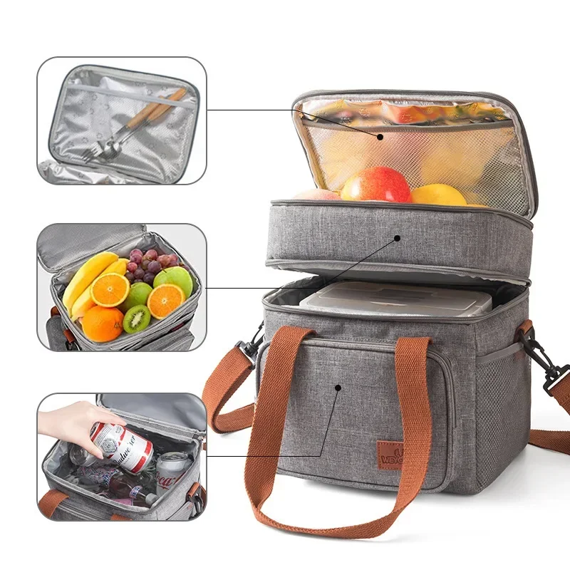 

Переносные сумки для обедов двухслойная Изолированная портативная большая емкость сумка-холодильник Новый студенческий фруктовый йогурт пакет для доставки еды