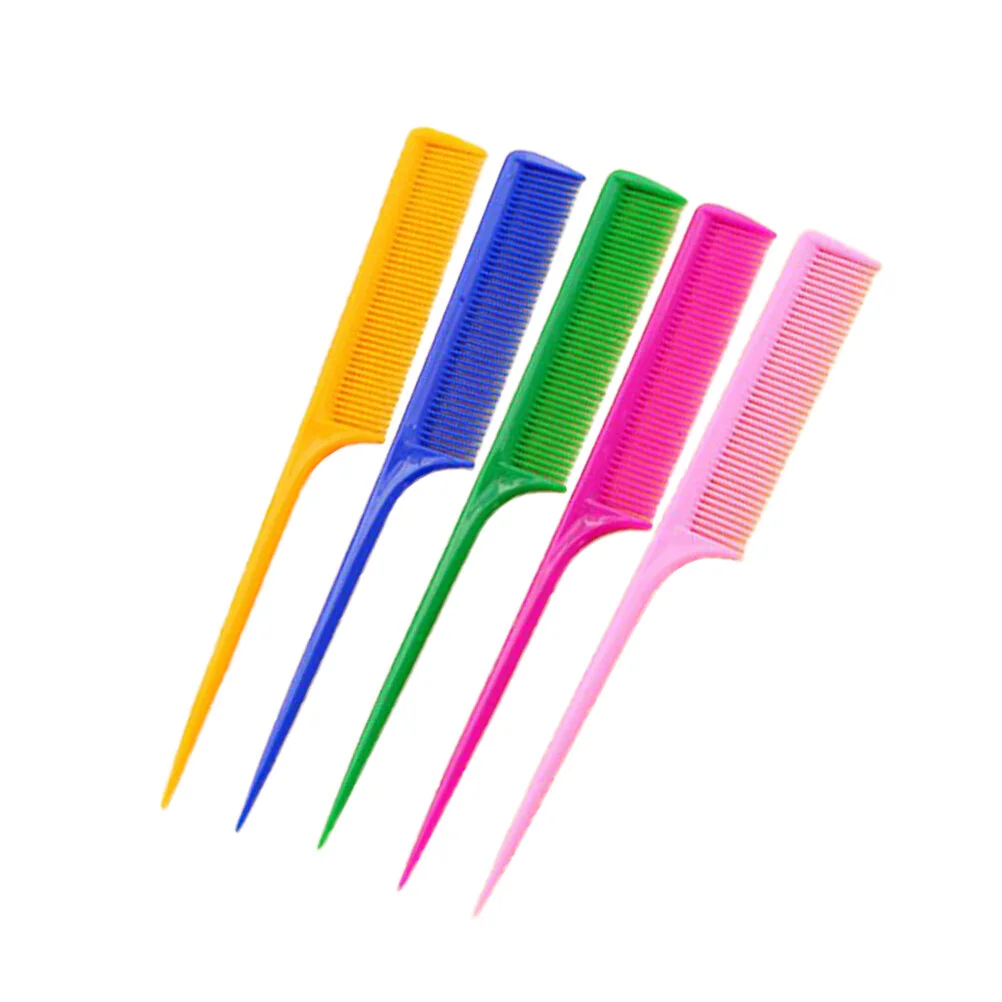 

5pcs Professional Rat Tail Combs Hair Styling Comb Fine Comb Hairdressing Tail Comb Teasing Combs for Salon Home, Black