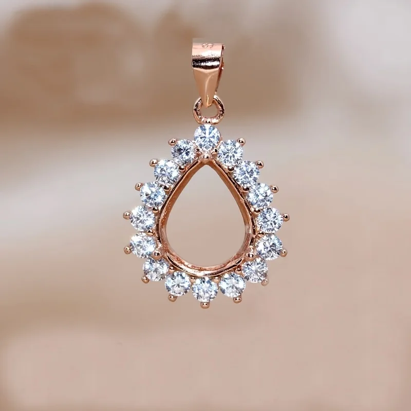 1 шт. розово-золотистая Серебристая подвеска в форме груши с зажимом для