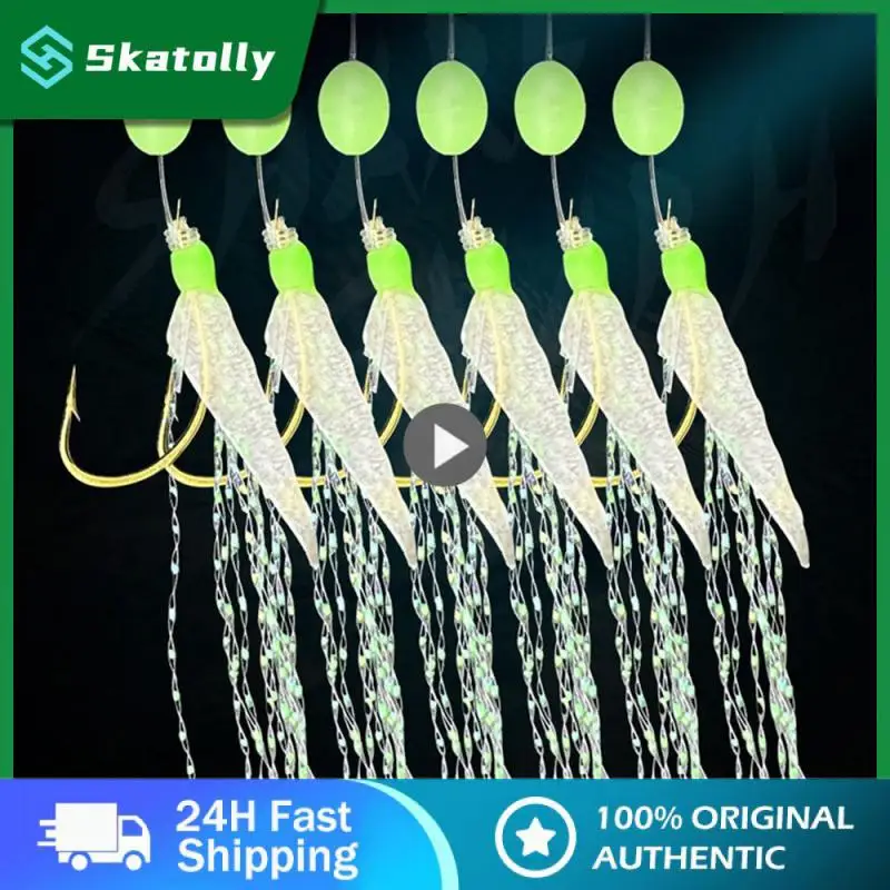 

Noctilucent White Stripe Fishing Gear Pout Luminous String Hook Luya Fake Bait Fishing Accessories Fish Hook